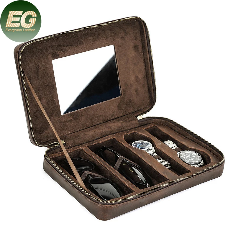 GA152 luxury watch storage Leather Sunglasses Case for high quality designer vintage logo hard custom cases