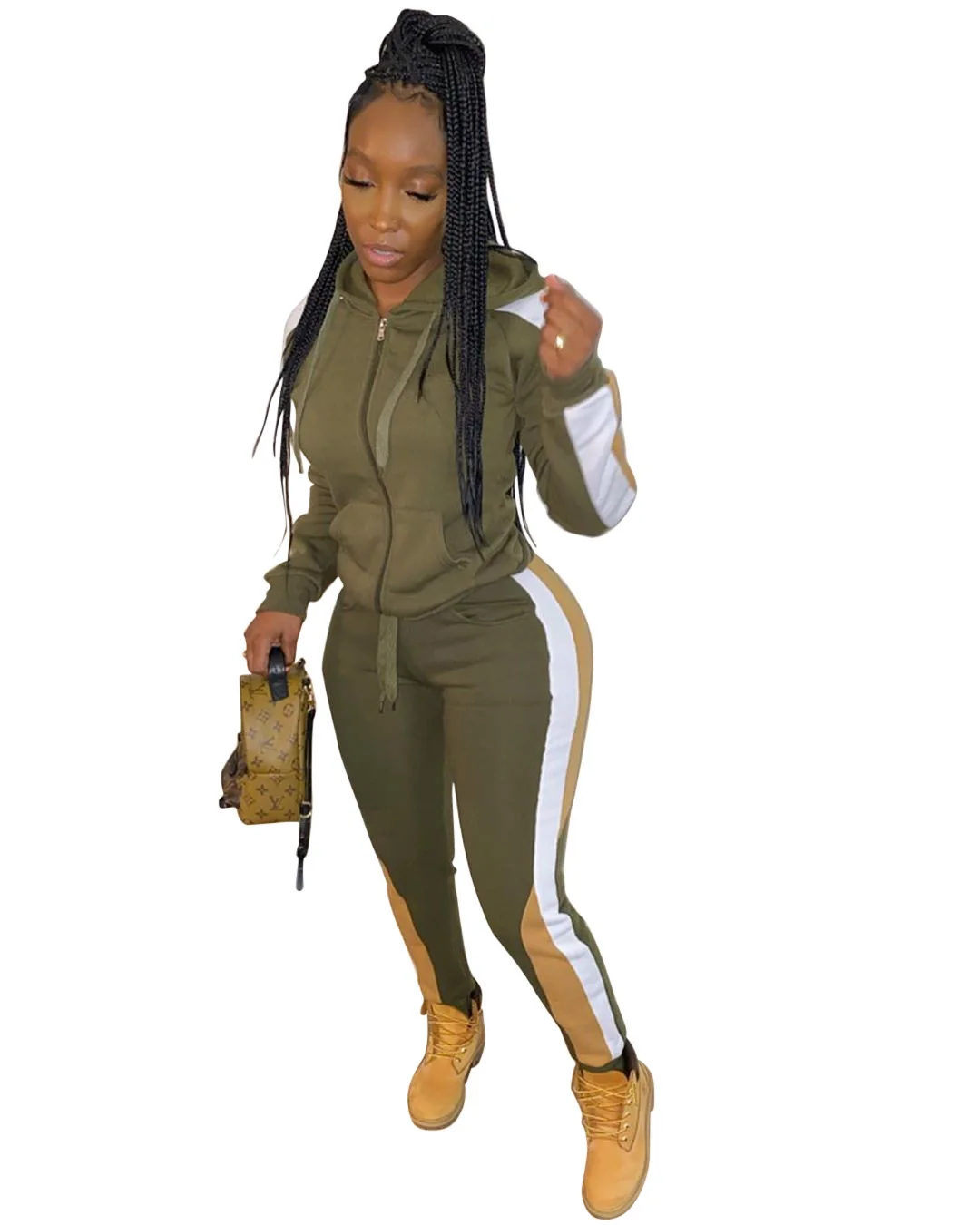 
2021 Hot sale Two Piece Set Pants Zip Up Hoodies Casual Sweat Suits For Women 