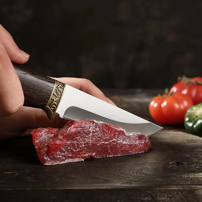 Stainless steel bone handle pakistan serrated steak knife set with blister card package with stable solid wood  handle