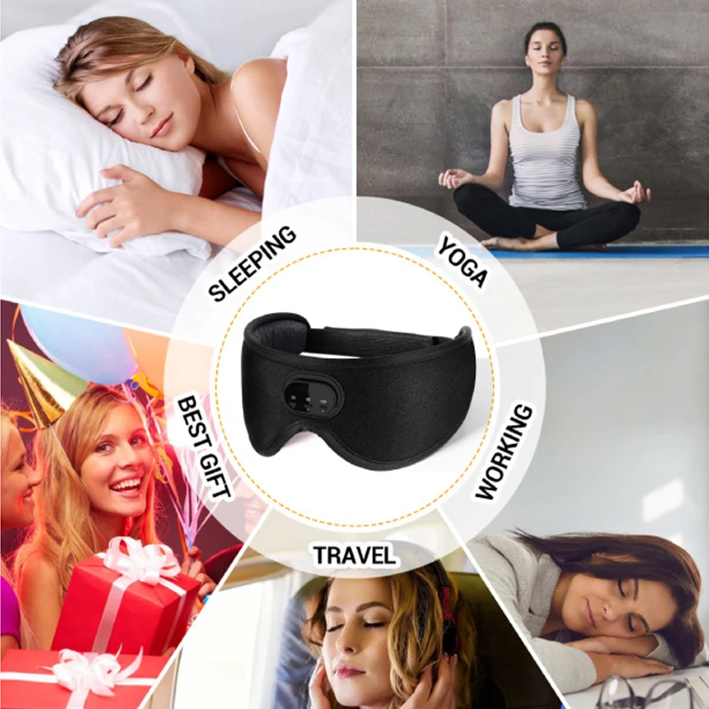 Боковые слиперы стерео колонки Bluetooth 3D маска для глаз Серый громкой связи гарнитура Музыка дорожный спящий режим сна подарок мужчин и женщин