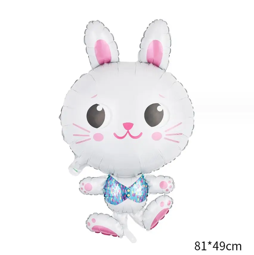 Happy Easter Balloons Bunny Carrot Shaped Mylar Foil Balloons 32IN Rabbit Baby Shower Animal Farm Themed Party Decorations