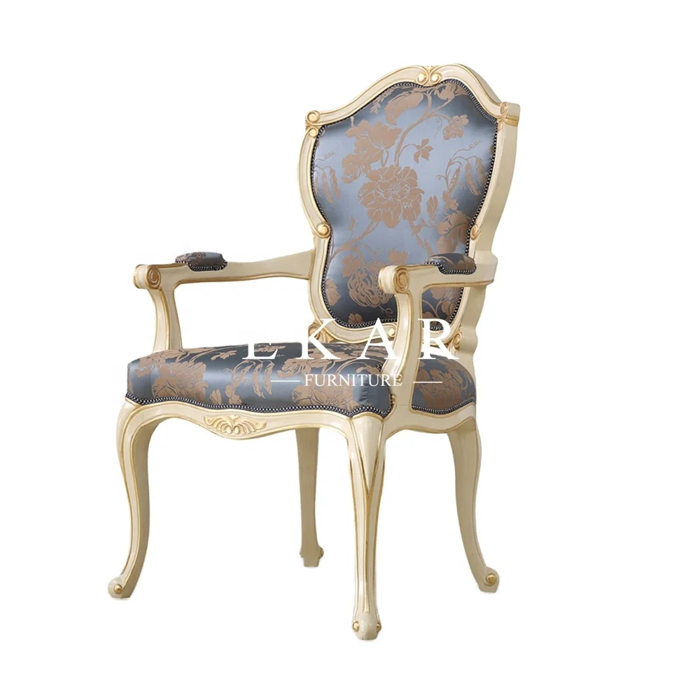 Luxurious Royal Furniture Classical European Design Solid Wooden Retro Dining Chair Antique Restaurant Chair