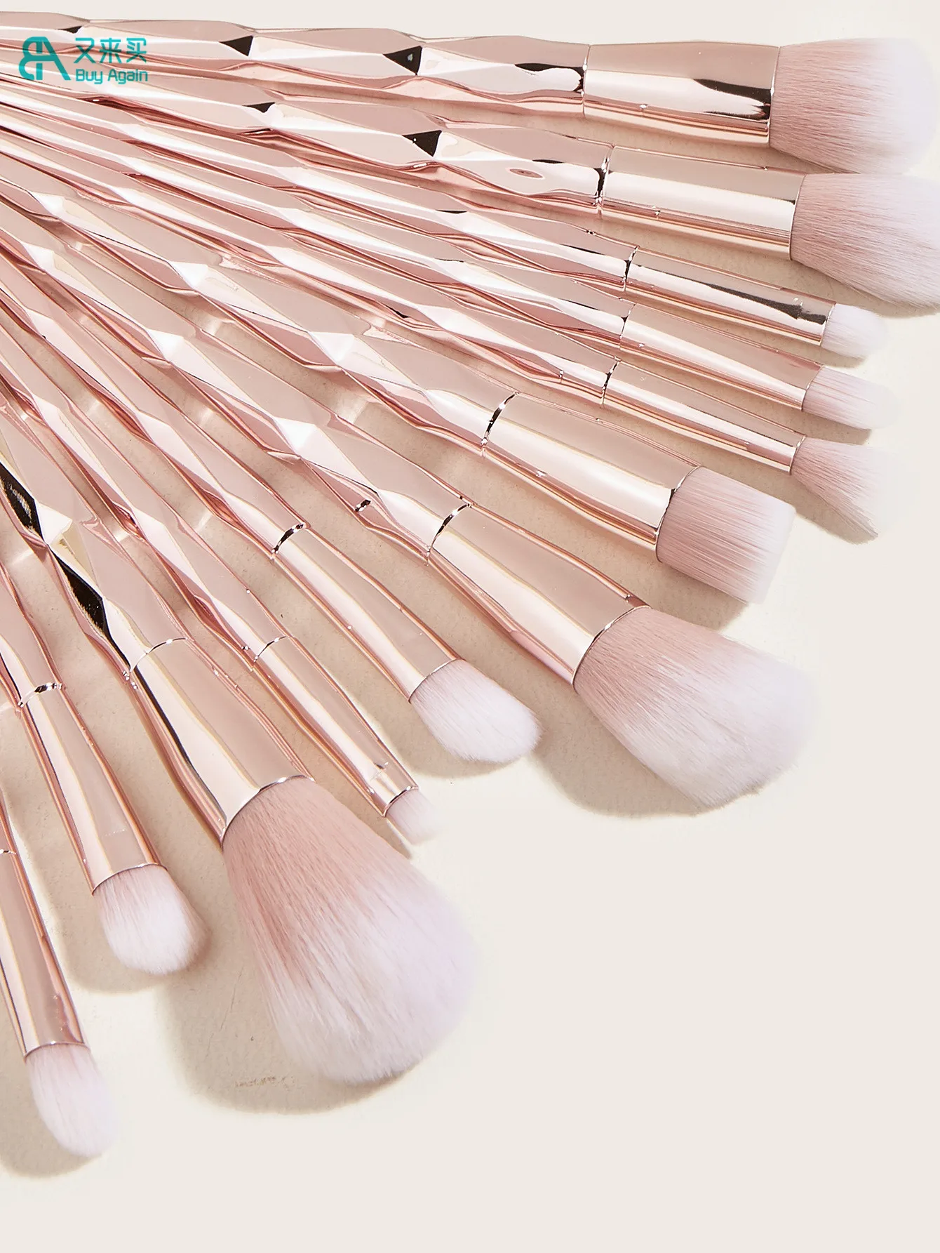 Buy Again wholesale custom private label 12pcs rose gold Makeup Brush set