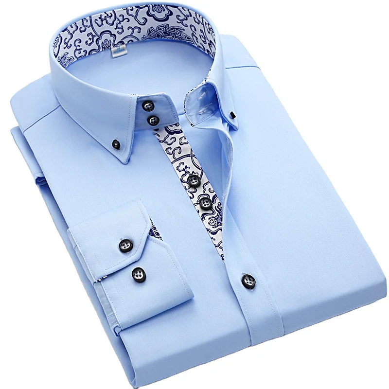 Высококачественная модная индивидуальная одежда с длинными рукавами, контрастное Деловое платье-рубашка, мужские рубашки, одежда