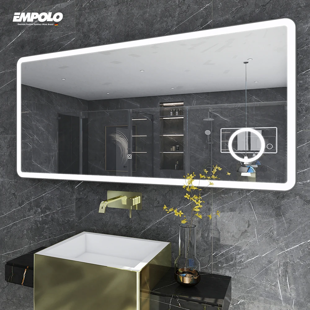 OEM/ODM Hotel Lighted Bath Mirrors Toilet Wall Dimming Defogger Rectangle Free Waterproof Bathroom Led Mirror