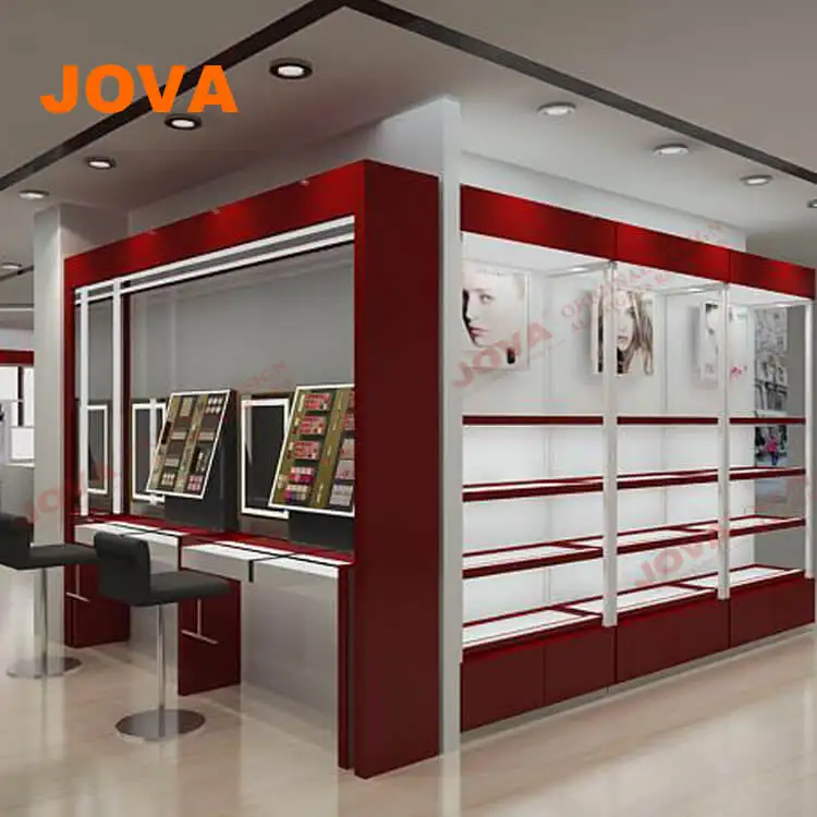 Island Unit Makeup Display Furniture Cosmetics Floor Displays Stand For Cosmetic Shop