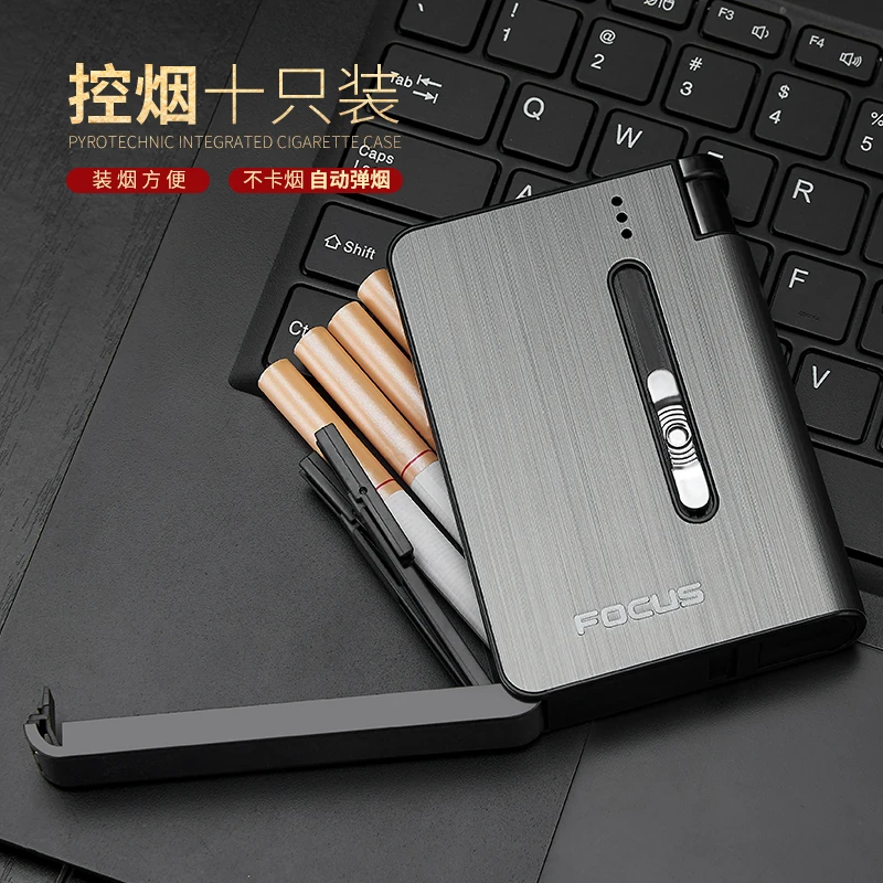 YH026A Metal Cigarette case With Detachable Disposable Lighter Replaceable