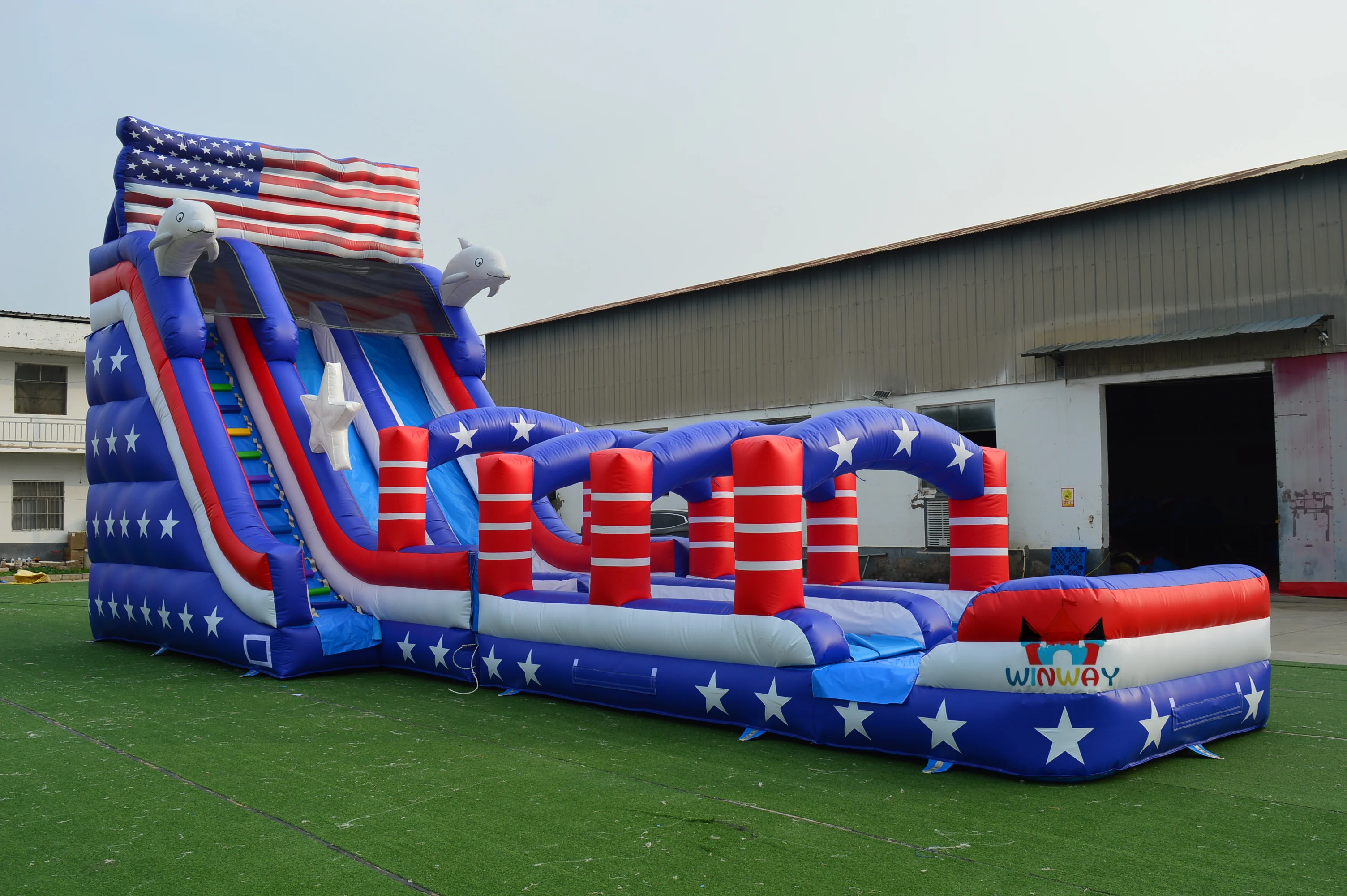 commercial inflatable slip and slide inflatable with slide dolphin giant inflatable water slide
