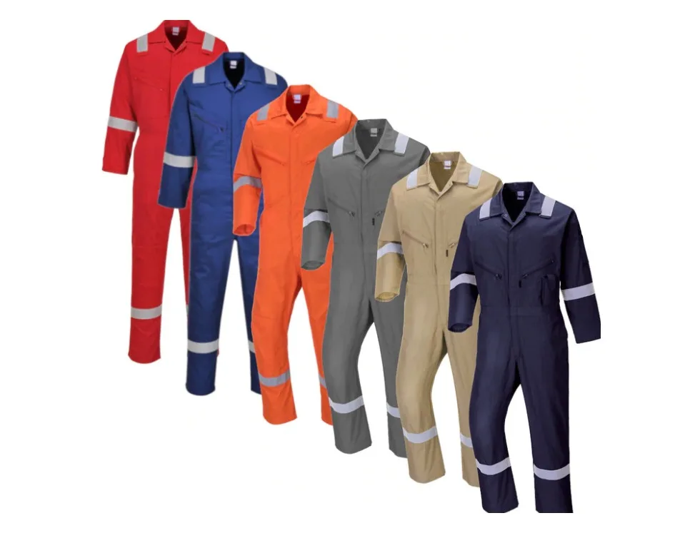 100% cotton one-piece cheap long sleeve worksuit safety reflective heated flame resistant coverall uniform