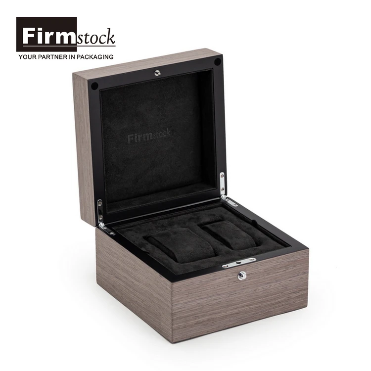 Wooden Luxury Couple 2 slots Watchs And Accessories Custom Uniqe Wrist Gift Mdf Pocket Wood Watch Box