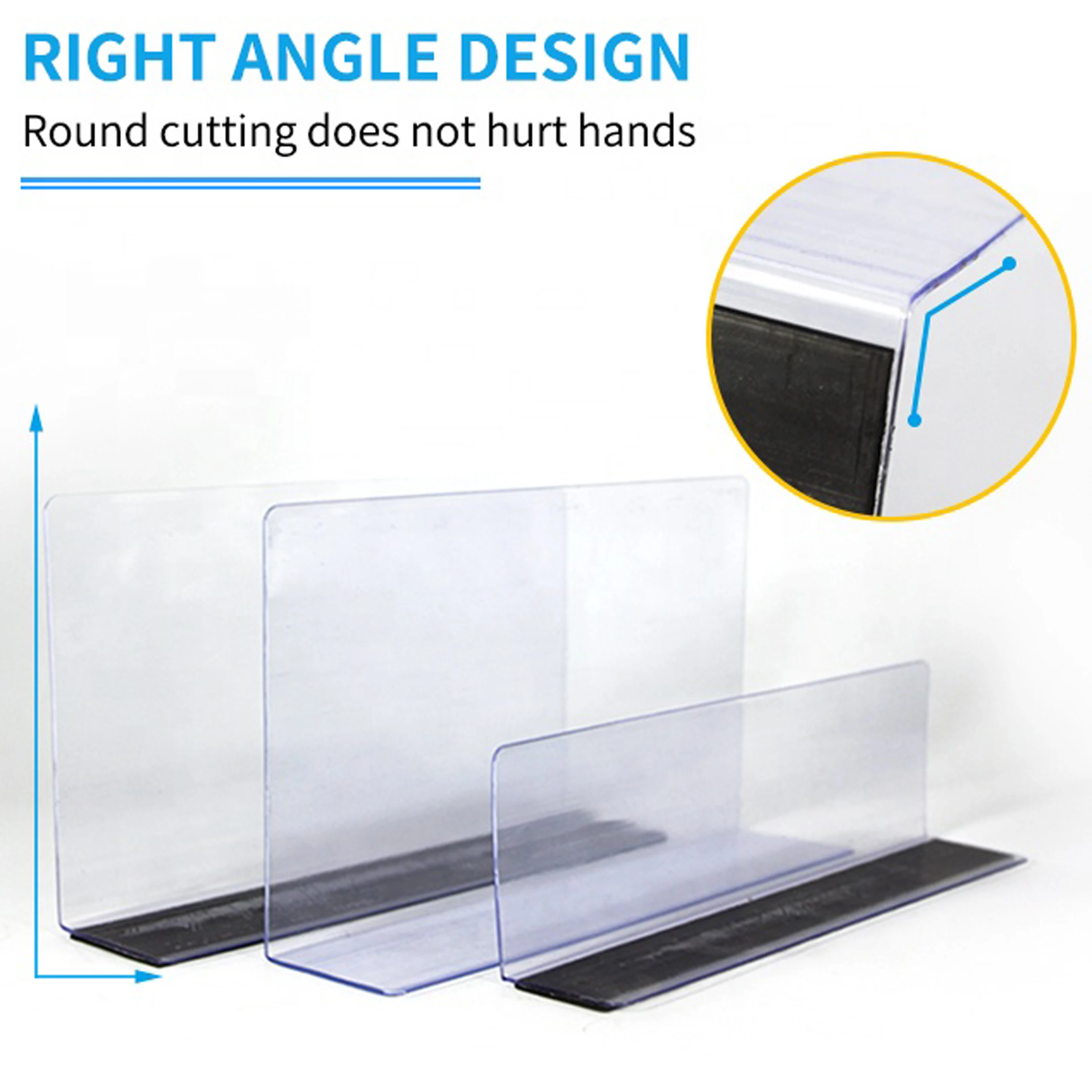 Shelves Stopper Rails Clear Plastic Product L Shape Breakable Magnetic Shelf Divider for Supermarket Grocery