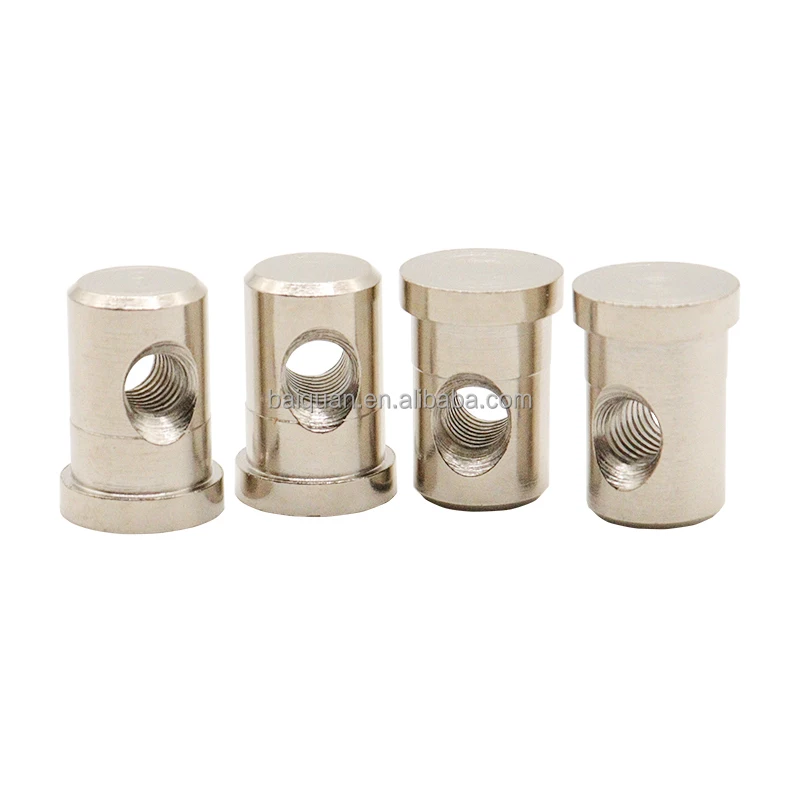 Nickel Plated T Type M6 Female Threaded Barrel Nut Made by Lathe for Furniture
