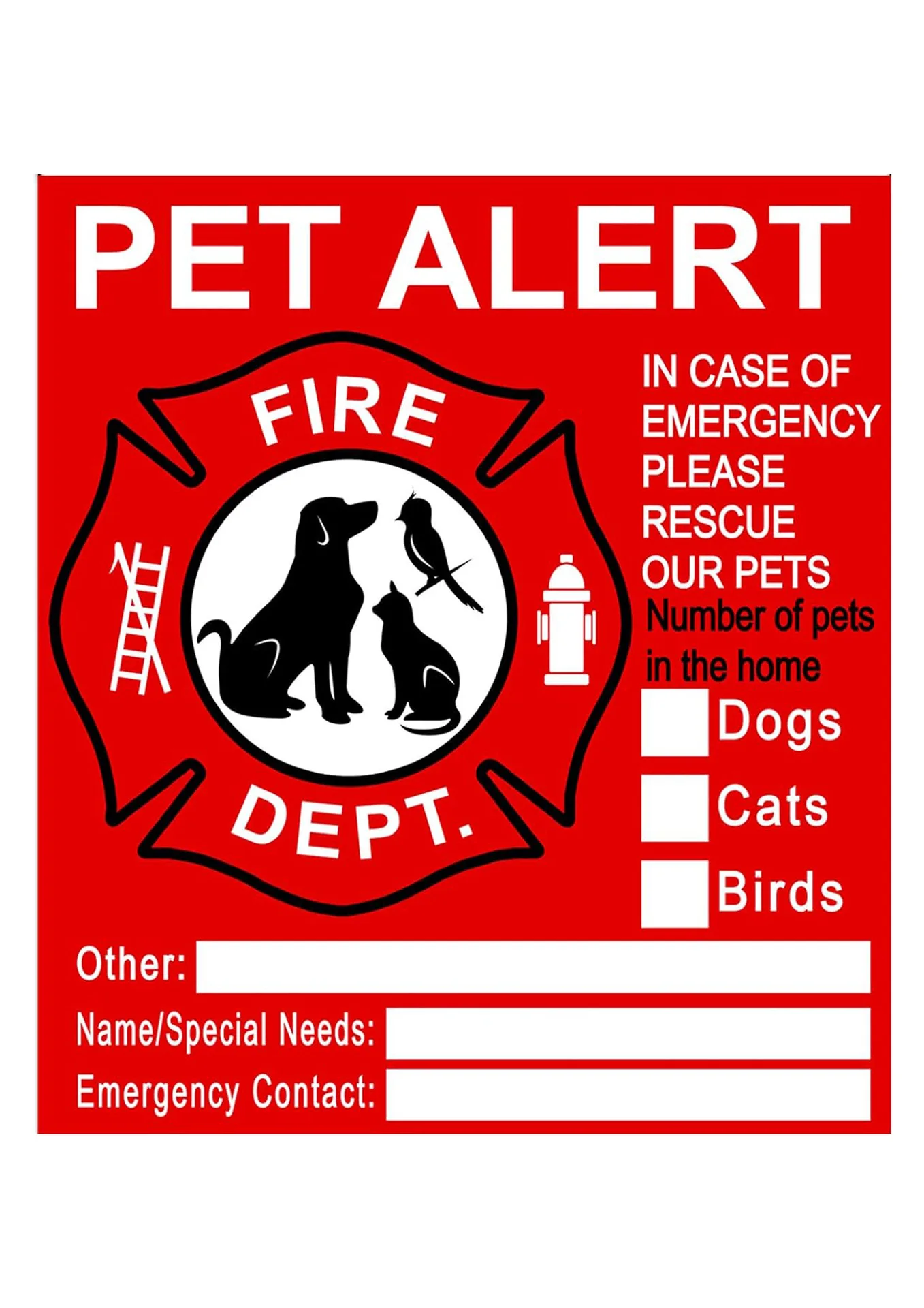 Pet Alert Stickers Pets Inside Fire Rescue Stickers Save Our Pets Finder Emergency Rescue Sign Window Stickers