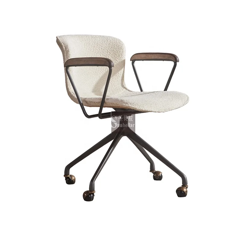 wholesale antique leather swivel reading chair vintage brown genuine leather armchair with wheels medium back home office chair