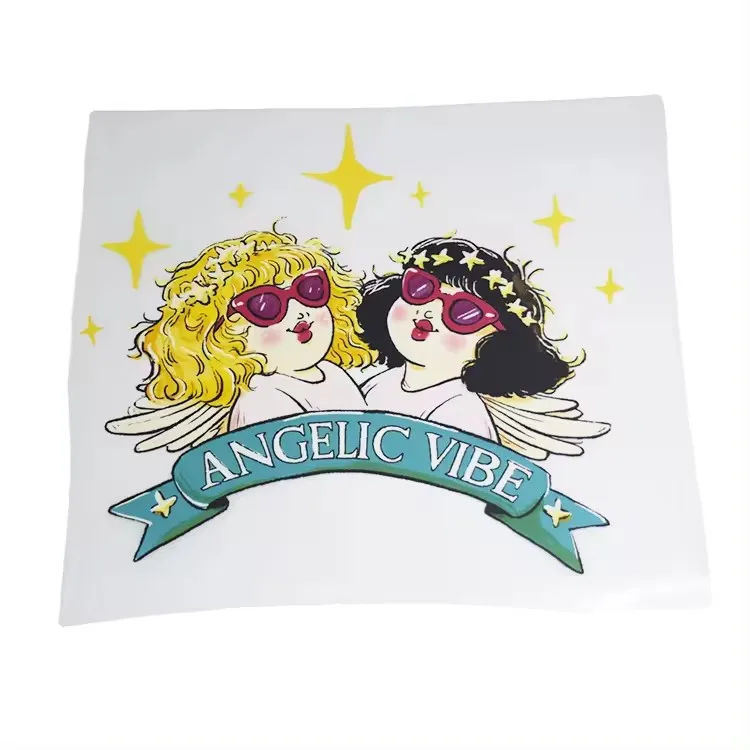 Wholesale Glitter Finish Custom Design Thin Matte Screen Print Dtf Heat Transfer Sticker for Clothing