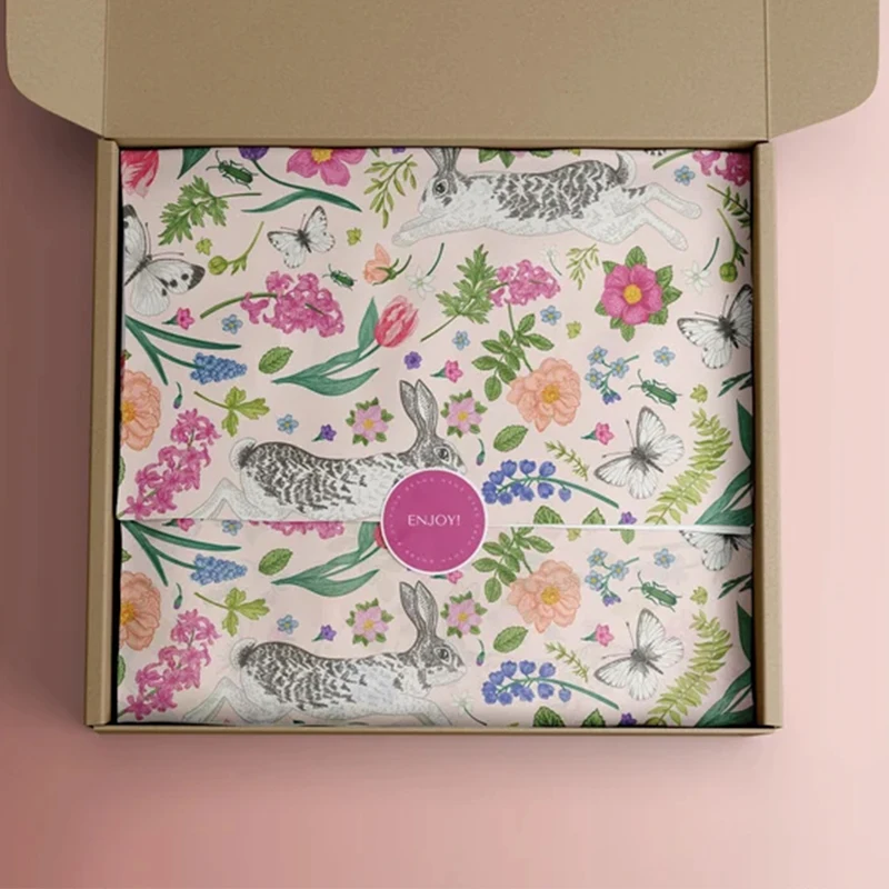 Custom Korean Gift Wrapping Papers Waterproof Kraft Tissue Paper Roll for Clothes Bouquet Packaging