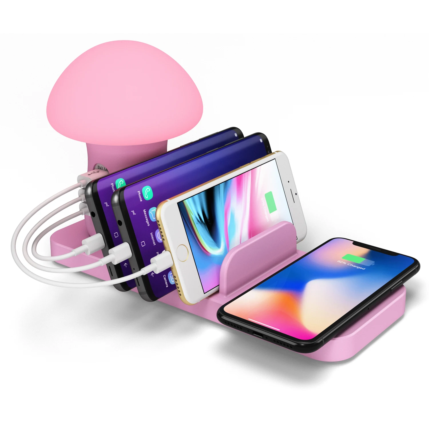 
Mini Mushroom Night Lamp 4 in 1 Wireless Charging Station for Mobile Phone Wireless Charging Bracket 