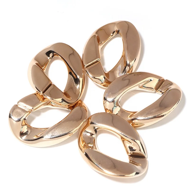 Portable Chain Sparkling UV Electroplating Chain Large Size 30*40mm Acrylic Chain Plastic Buckle Bag Clothes Hats Accessories