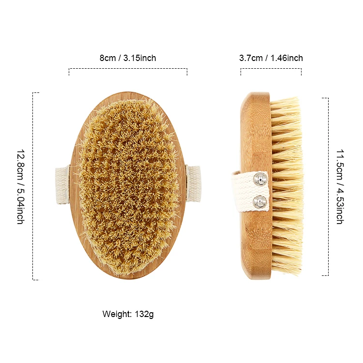 Amazon Bestseller Bathroom Gift Products Natural Wooden Bamboo Dry Shower Head Body Bath Brush for Cleaning Skin