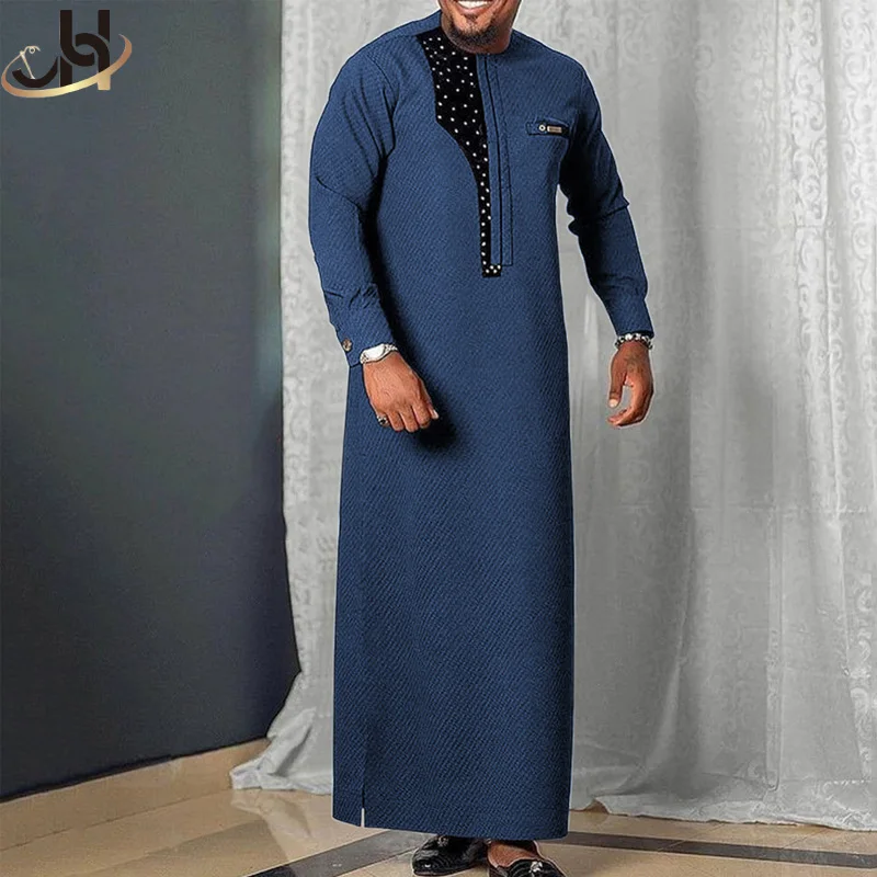 JH New Fashion Wholesale African Clothing Traditional Stripe Plaid Design Shirts Long Sleeve African Men Dress