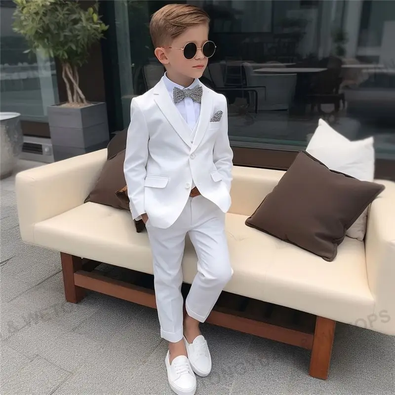 Custom Clothing Cute Gentlemen Sets Solid Color Boys Boutique Clothing One Side Button 3 Pieces Boys Suit Formal For Wedding