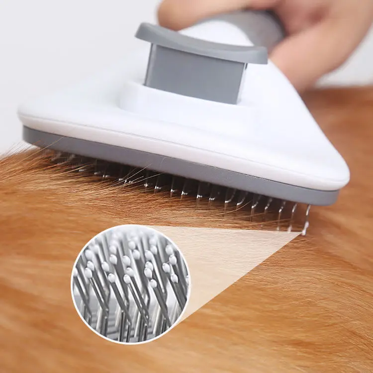 Slicker Hair Tick Remover Grooming Dog Comb Stainless Steel Self-cleaning Brush Pet Grooming Tool