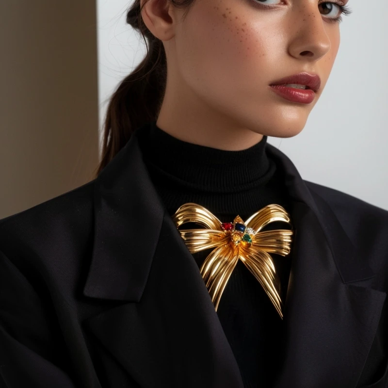 XILIANGFEIZI Original Design British Royal Family High-end Design Import Crystal Bowknot Brooch Badge For Men