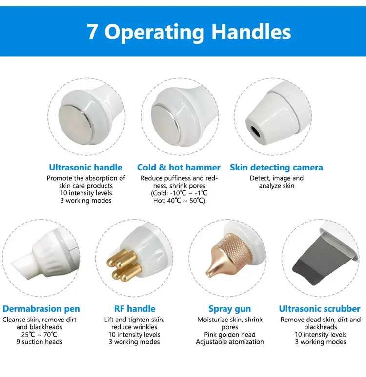 Newest Ice Blue Plus Magic Mirror Skin Analysis Oxygene Machine 7 in 1 Hydra Dermabrasion Beauty Device Spa Salon