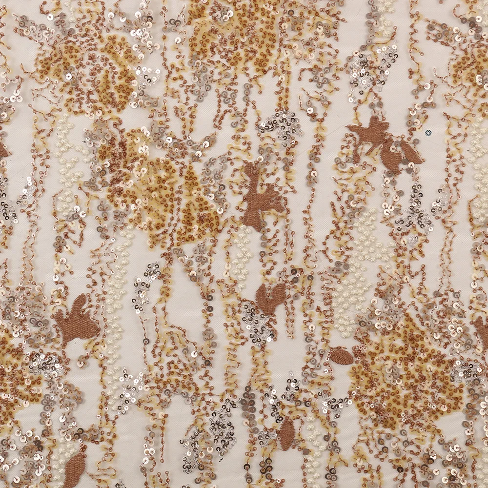 wholesale 6 colors white gold bridal lace fabric African French Swiss tulle lace fabric sequin lace fabric for women wedding