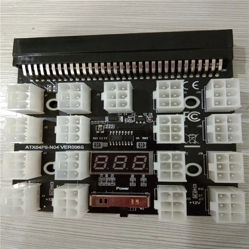 Плата блока питания PCI-E, 12 портов, 6 контактов, 12 В, для PSU GPU майнинга 1200 Вт, 1000 Вт, 750 Вт, в наличии