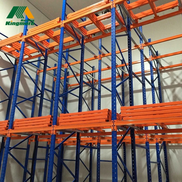 Safety and environmental protection shelf rack blue orange galvanized heavy duty warehouse storage push back rack
