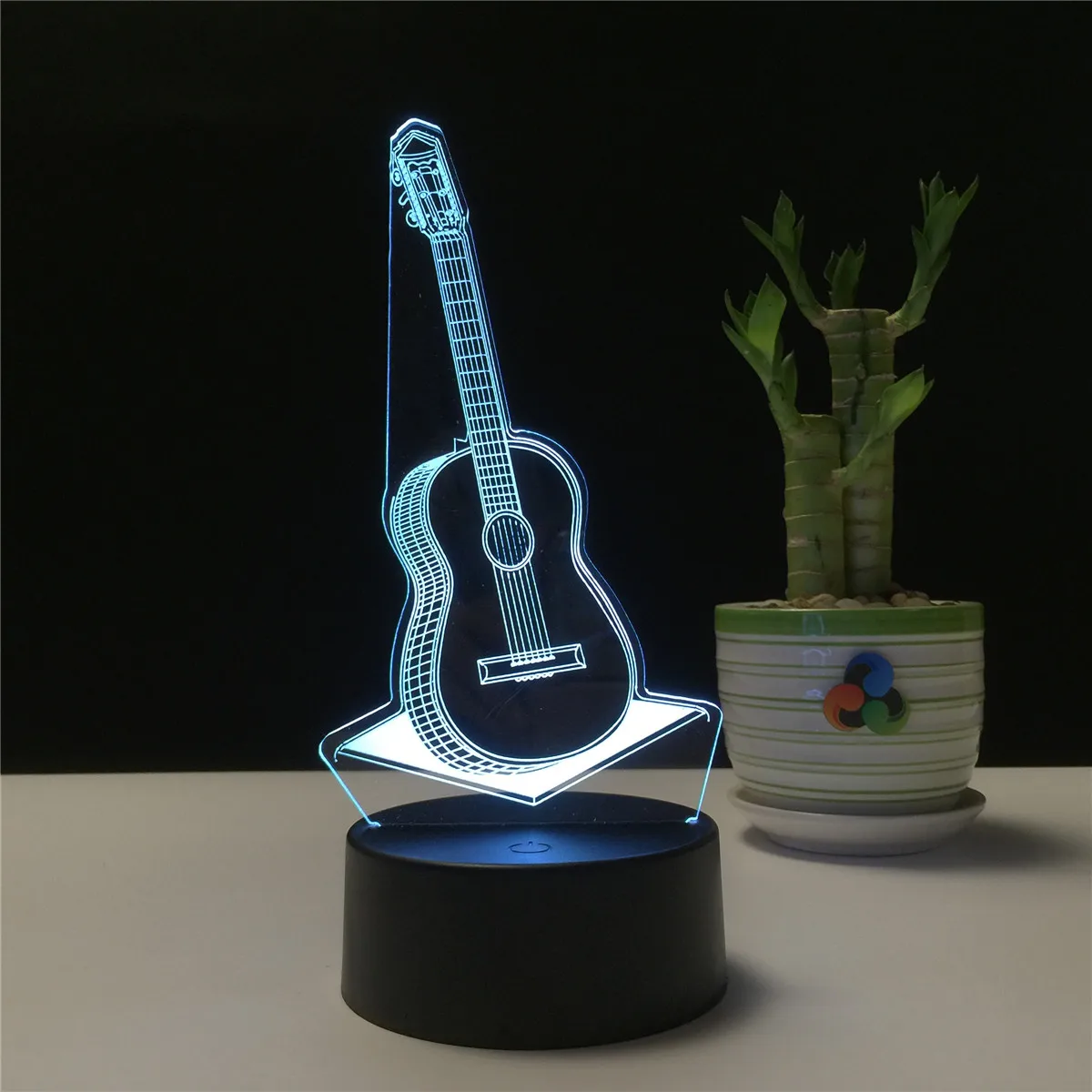 Guitar shape 3D illusion acrylic led night light