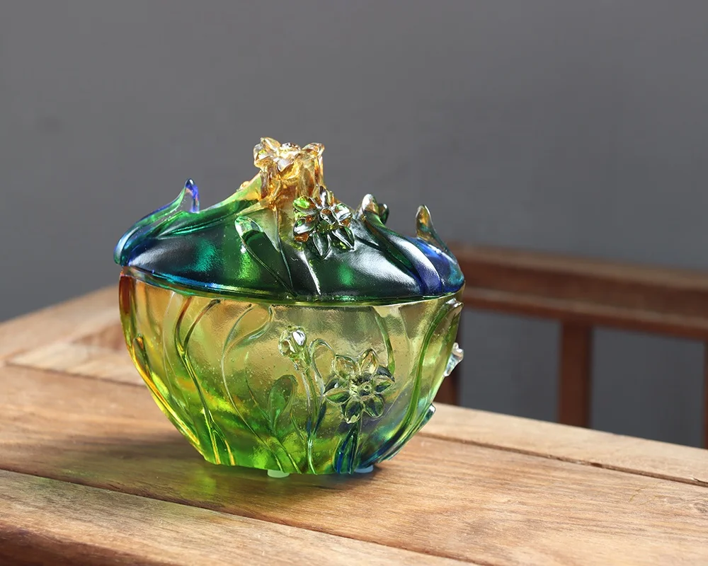 Customized Simple Design Crystal Glass Jewelry Box Crystal Candy Jar For Home  Decoration