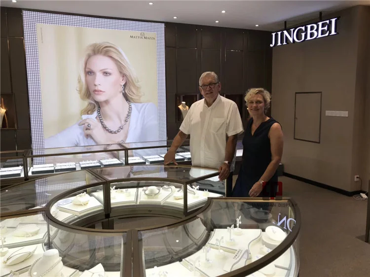 Pearl Shop Display Furniture 2.4 Meters In Diameter Round Jewelry Display Cabinet High-End Jewelry Display Glass Showcase