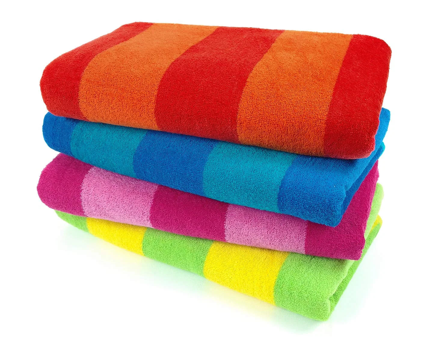100% Combed Ring Spun Yarn dye Cotton Velour Classic Stripe Highly Absorbent Colorful Striped Beach, Pool and Bath Towel