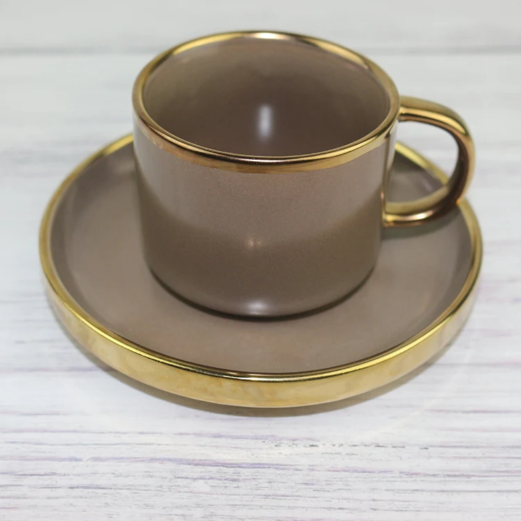 Hot Sale 6 Colors Turkish Coffee Cup Porcelain Cup and Sauce Arabic Coffee Set with Color Box