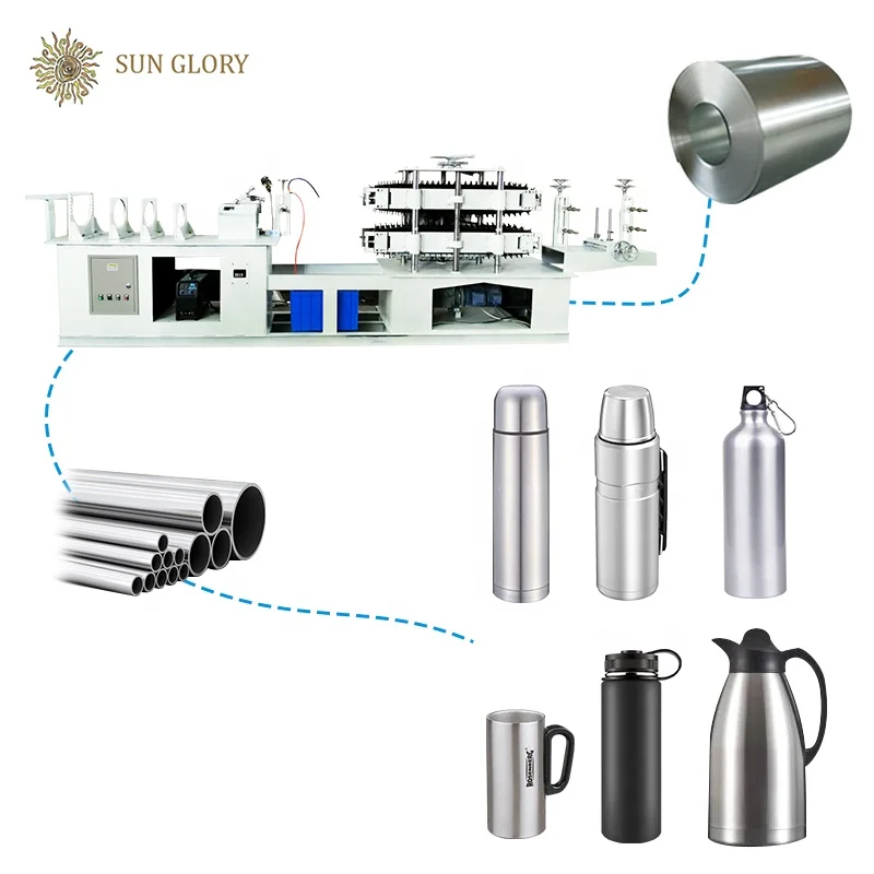 Easy Operation Pipe Making Machine Stainless Steel Cold Bottle Machinery Flask Line Metal Water Bottle Making Machine