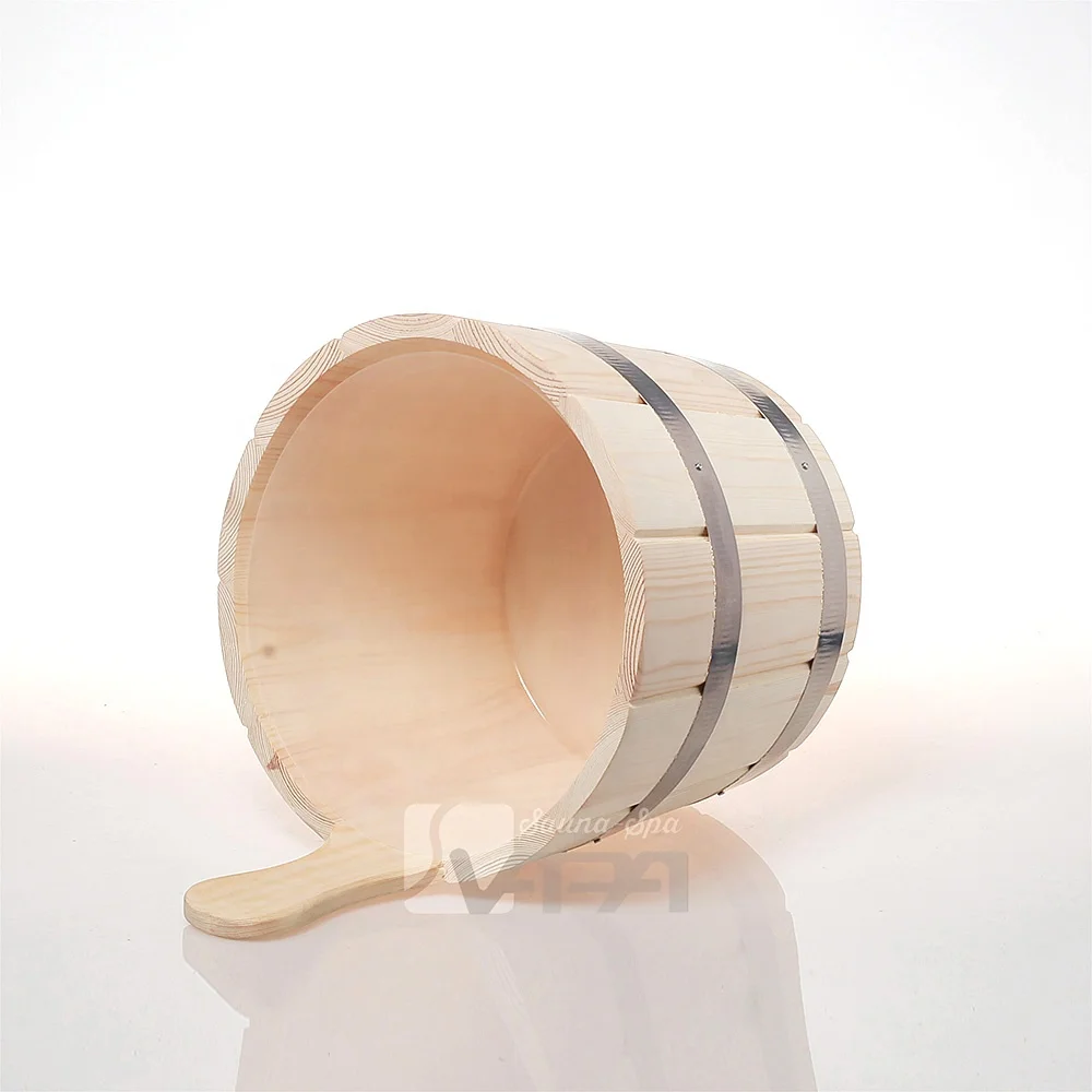 Direct Manufacturer Hot Sale Pine 5L Steel belt Sauna Bucket and Ladles  Metal Thermometer  Sand Timer  Sauna rooms