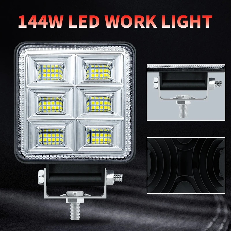 21500LM 144W 35MM aluminum work light lamp tractor led work lights 24 volt led worklight for Car SUV