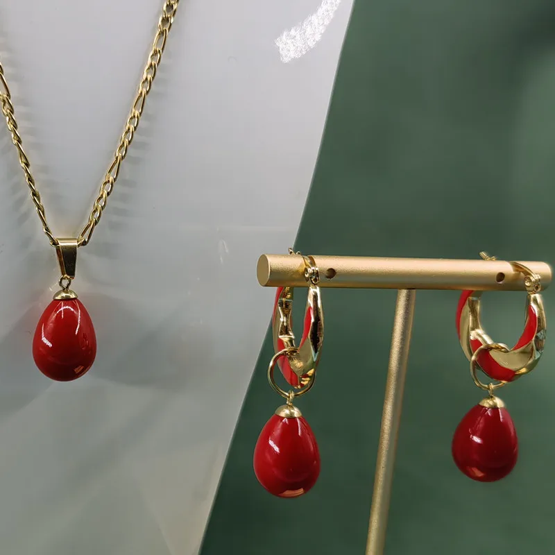 Wholesale titanium steel new pearl multicolor stainless steel PVD electroplated 18K necklace earrings fashion jewelry