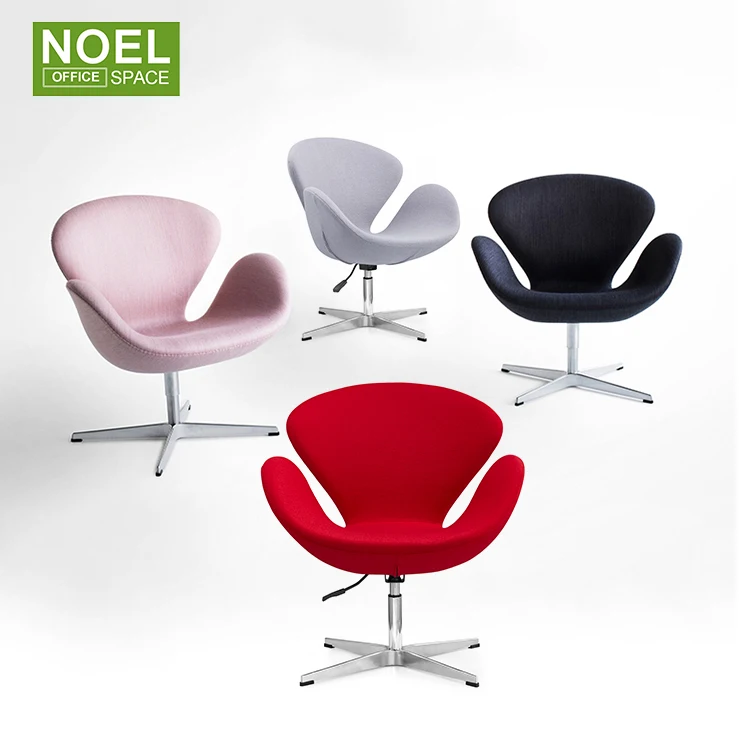 Hot Sell Aluminum Aviator Swan Design Chair Modern Swivel Fabric Cover Leisure Chair with Metal Base