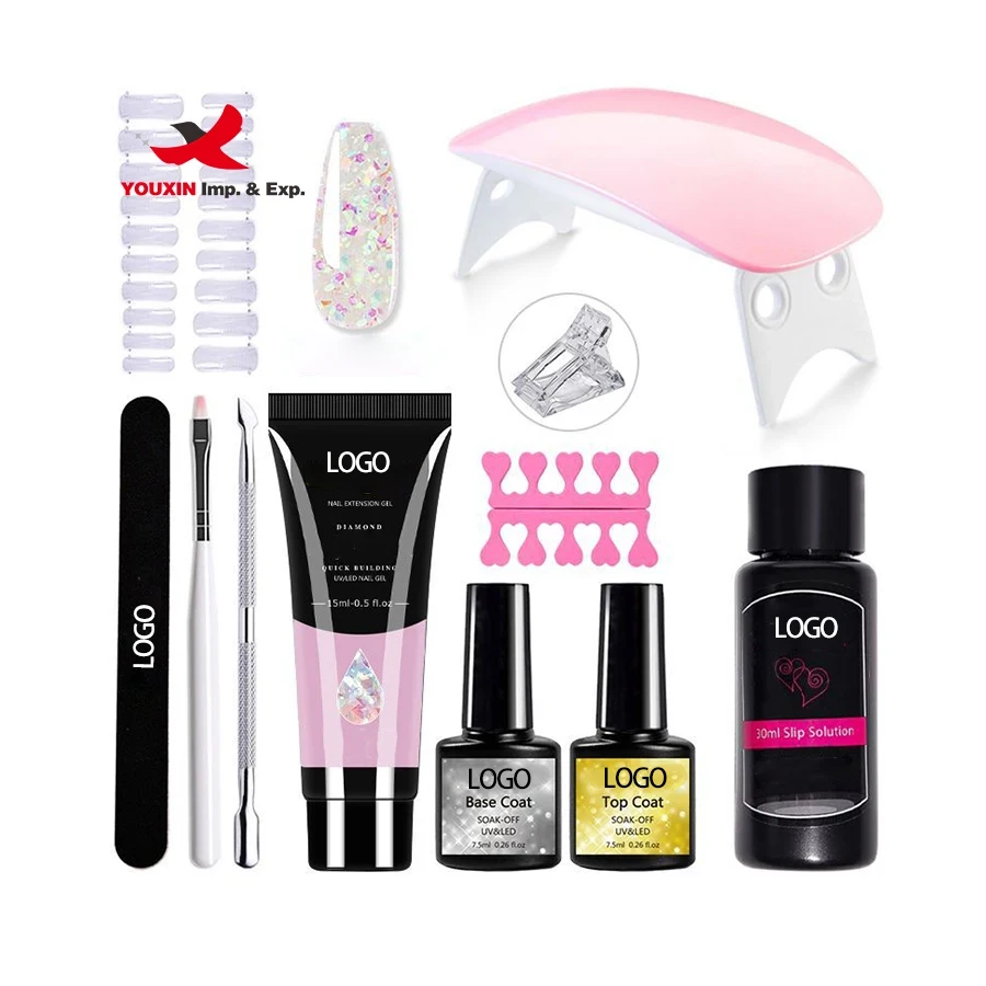 FENGFLY 6Pcs Nail Kit UV Lamp for Beginners Nail Art Suit for Manicure Nail Set