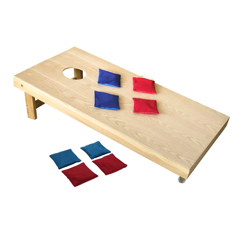 wooden bean bag toss with wheels garden games