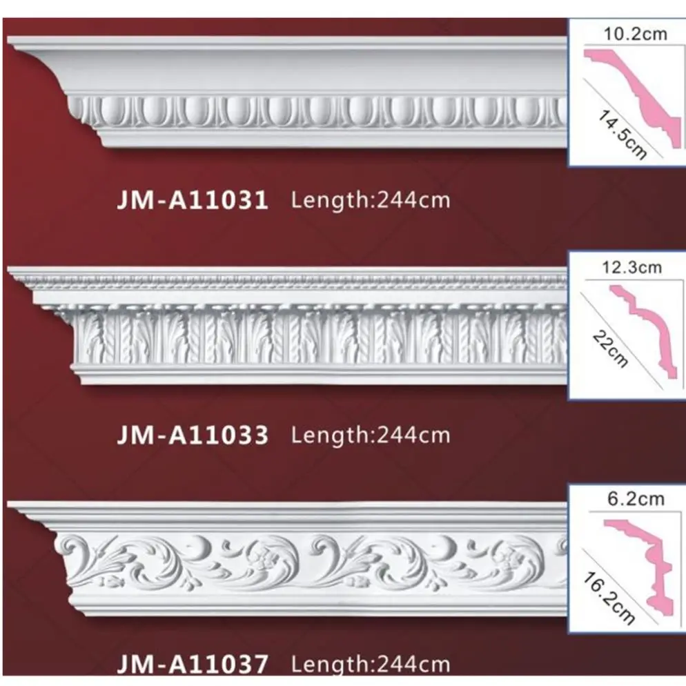 High Quality Polyurethane Decorative plastic PU ceiling foam corner crown moulding waterproof Balcony Balustrade