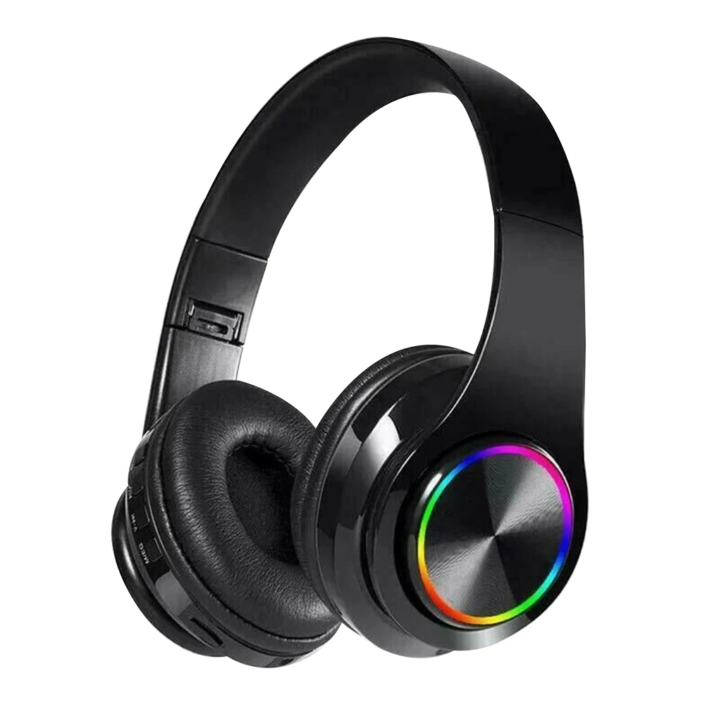Colorful LED Light BT Headset Stereo Foldable Headphone Earphone Voice B39 RGB Luminous Wireless BT 5.0 Headset Gaming