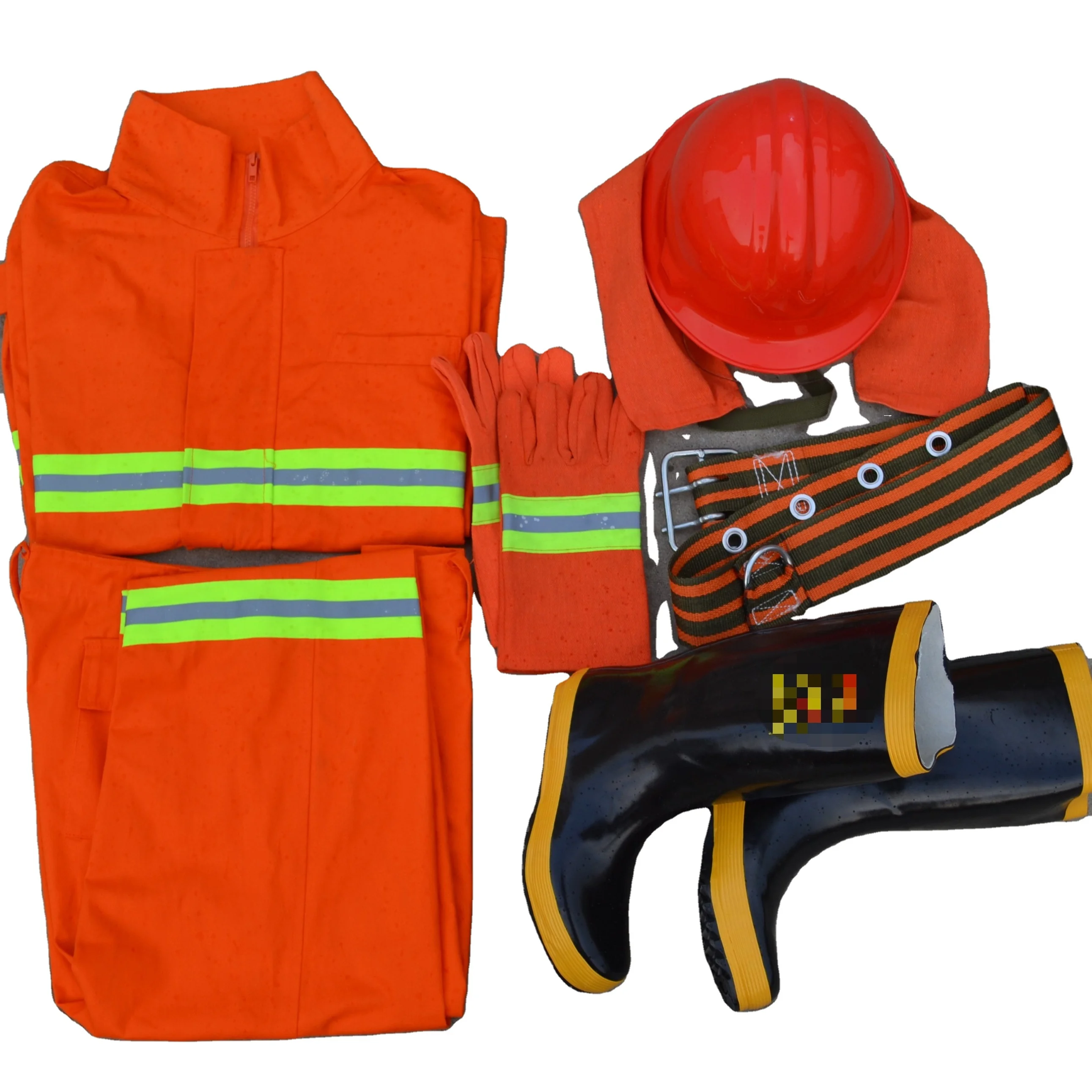 Newly Durable fire fighting suit/Fire Fighting Firefighters Clothing  Pants Waterproof Shoes Orange Helmet