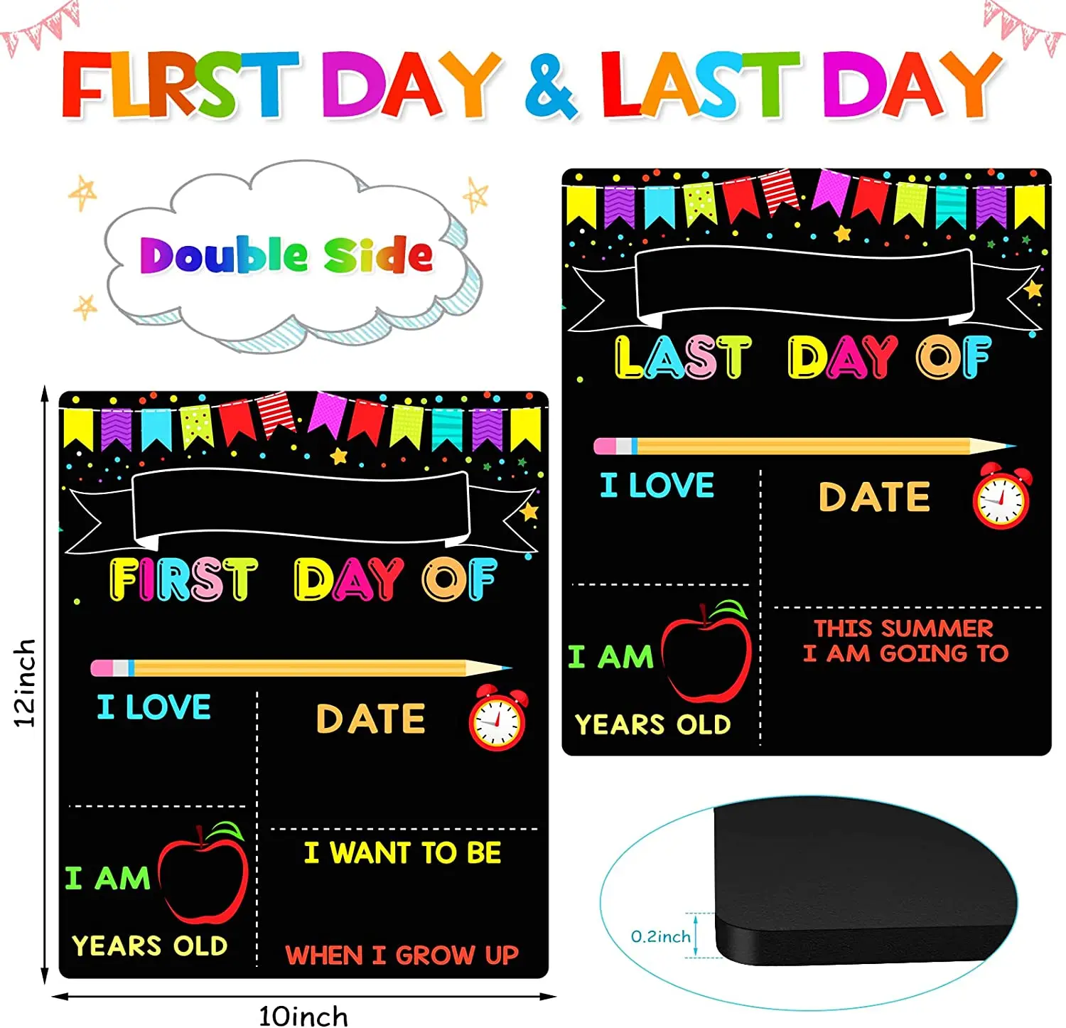 Double Sided MDF Board Back To School Reusable Magnetic Kids Board