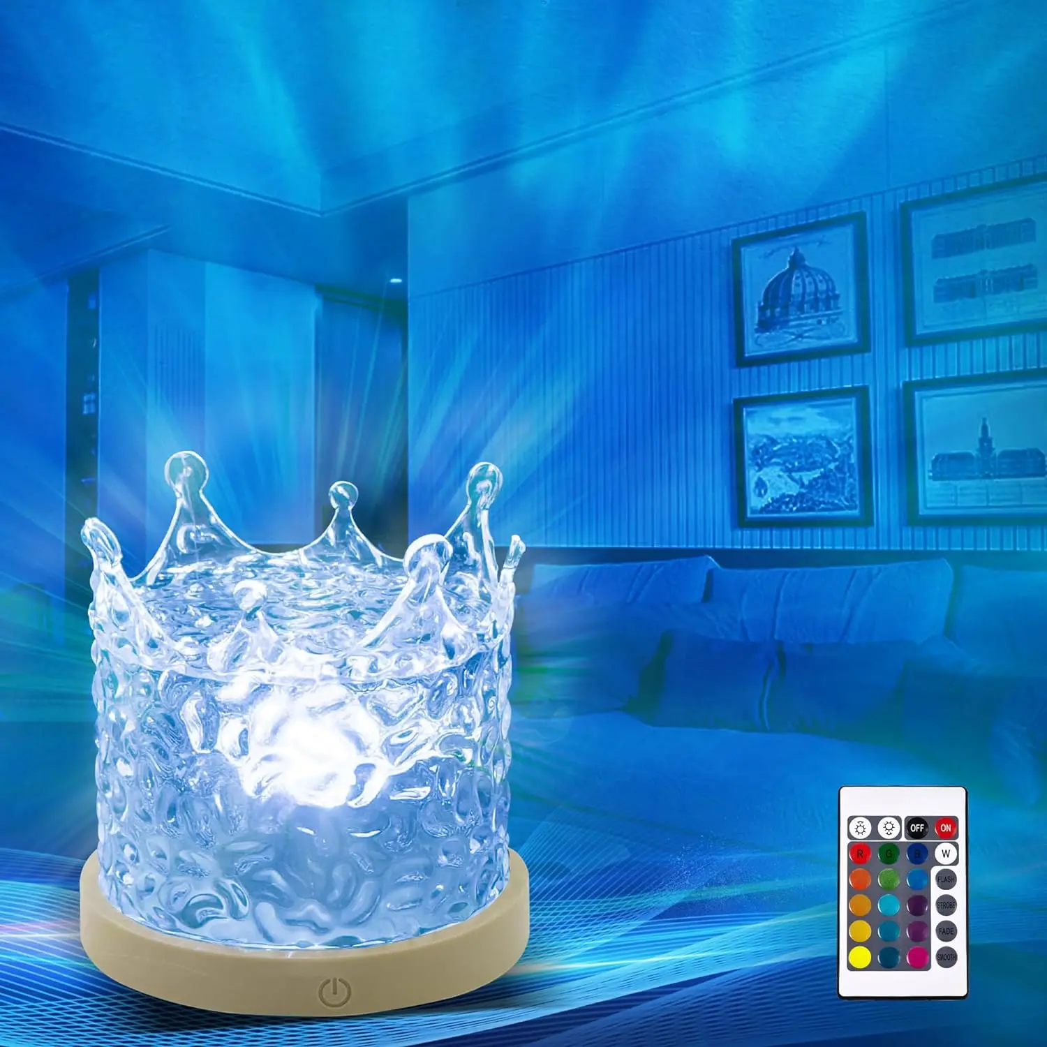 Table lamp Water pattern square lamp USB Power bedroom table indoor LED lights 16 colors RGB night lights with remote