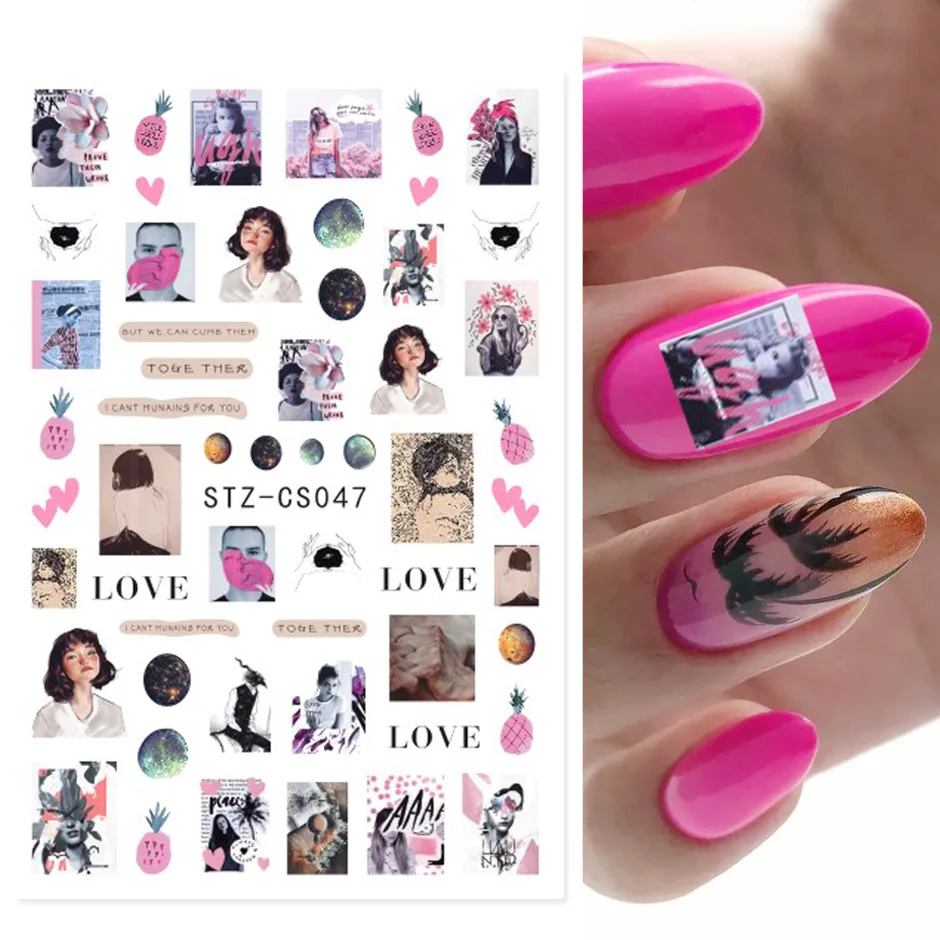 2d nail sticker isn Japanese and Korean cherry blossom small daisy flower fruit hipster DIY adhesive nail sticker