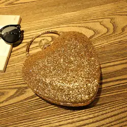 New Heart Shape Bridal Wedding Women Handbag Shiny Flash Sequins Rhinestone Chain Bag Shoulder Messenger evening bags for ladies